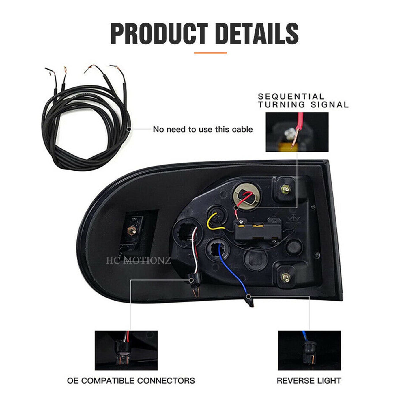 HCMOTIONZ LED Tail Lights For Toyota FJ Cruiser 2007-2015 Smoked 2PCS DRL Start UP Animation