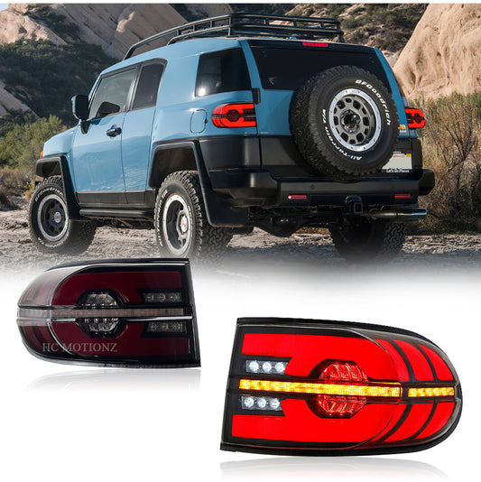 HCMOTIONZ LED Tail Lights For Toyota FJ Cruiser 2007-2015 Smoked 2PCS DRL Start UP Animation