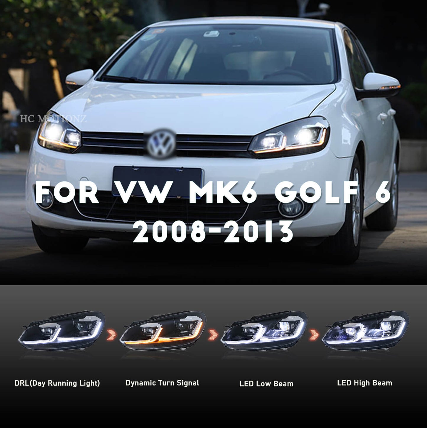 HCMOTION For 2008-2013 VW MK6 Golf 6 Projector Headlights