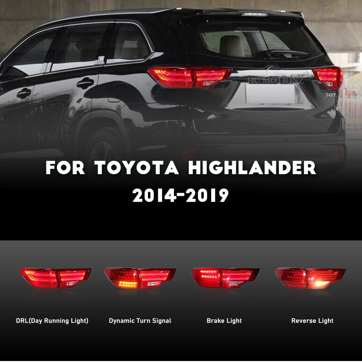 HCMOTION Taillights Fit/For Toyota Highlander 2014-2019