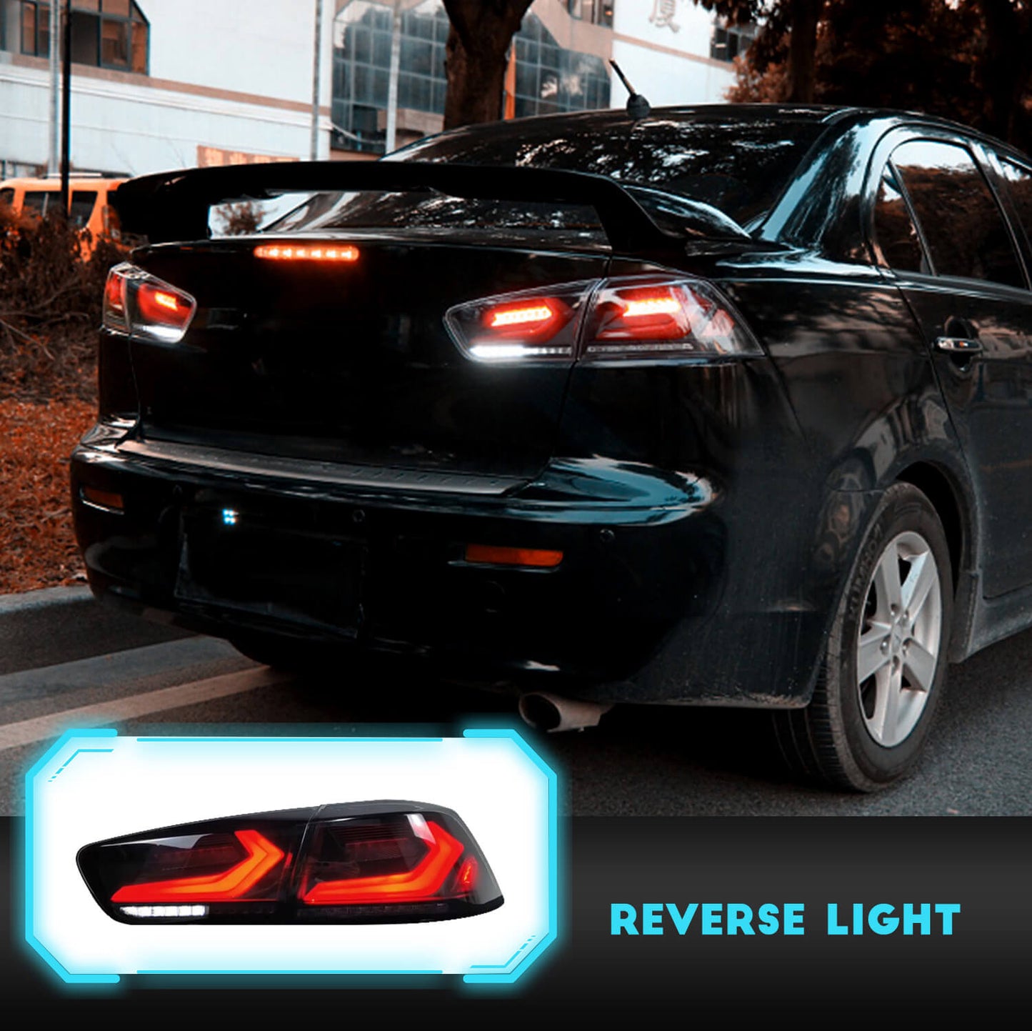 HCMOTIONZ LED Tail Lights for Mitsubishi Lancer & EVO X 2008-2017 Sequential 4Pcs Rear Lamp