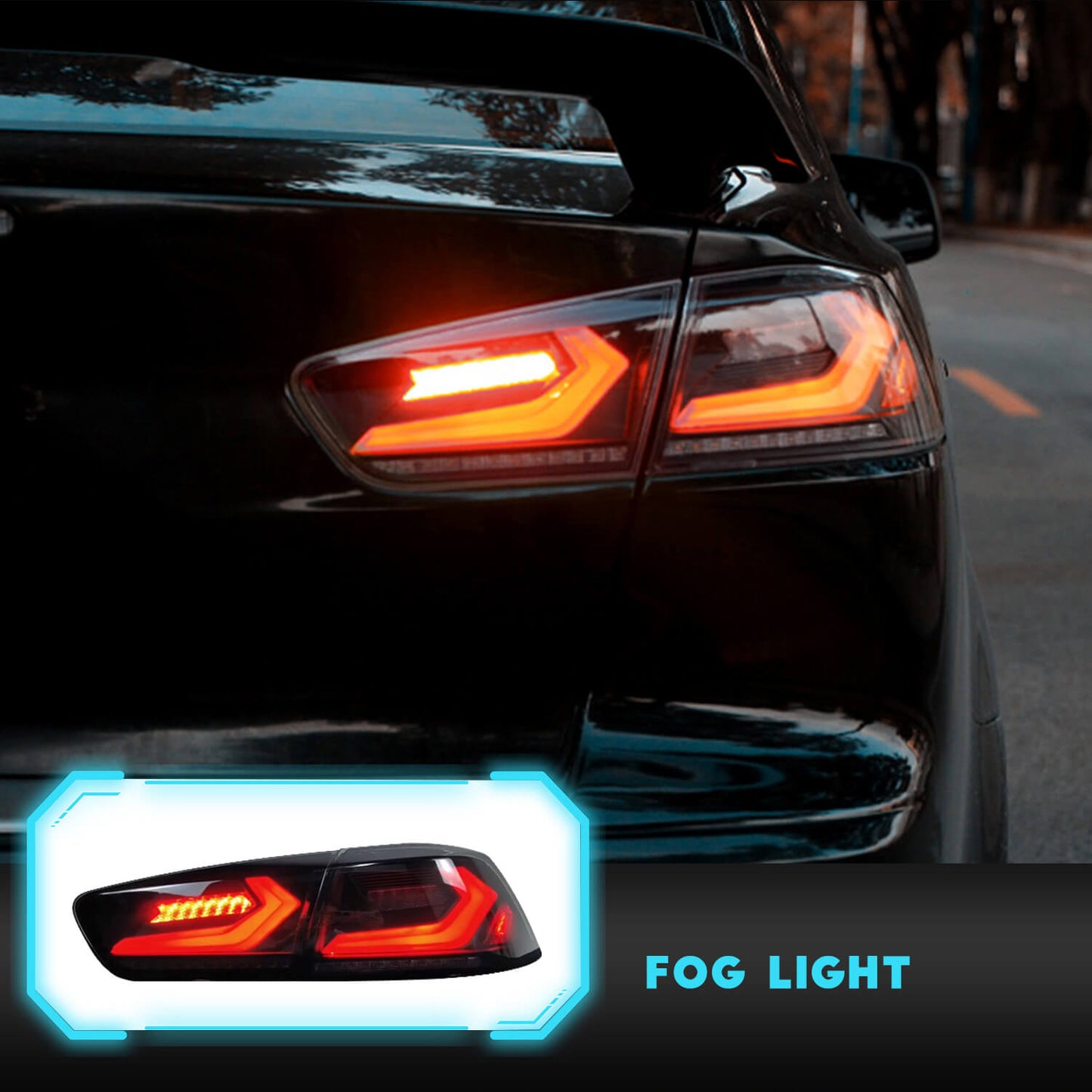 HCMOTIONZ LED Tail Lights for Mitsubishi Lancer & EVO X 2008-2017 Sequential 4Pcs Rear Lamp