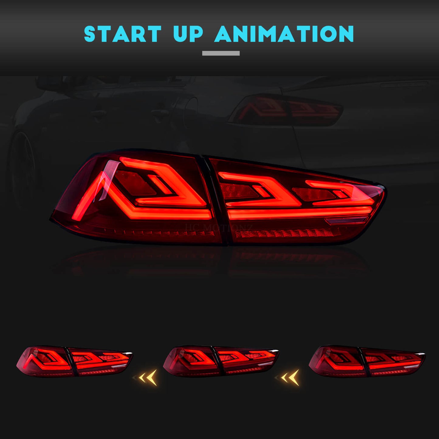 HCMOTION LED Tail Light Mitsubishi Lancer 2008-2017 EVO X 4Pcs Rear Lamp Smoke&Red