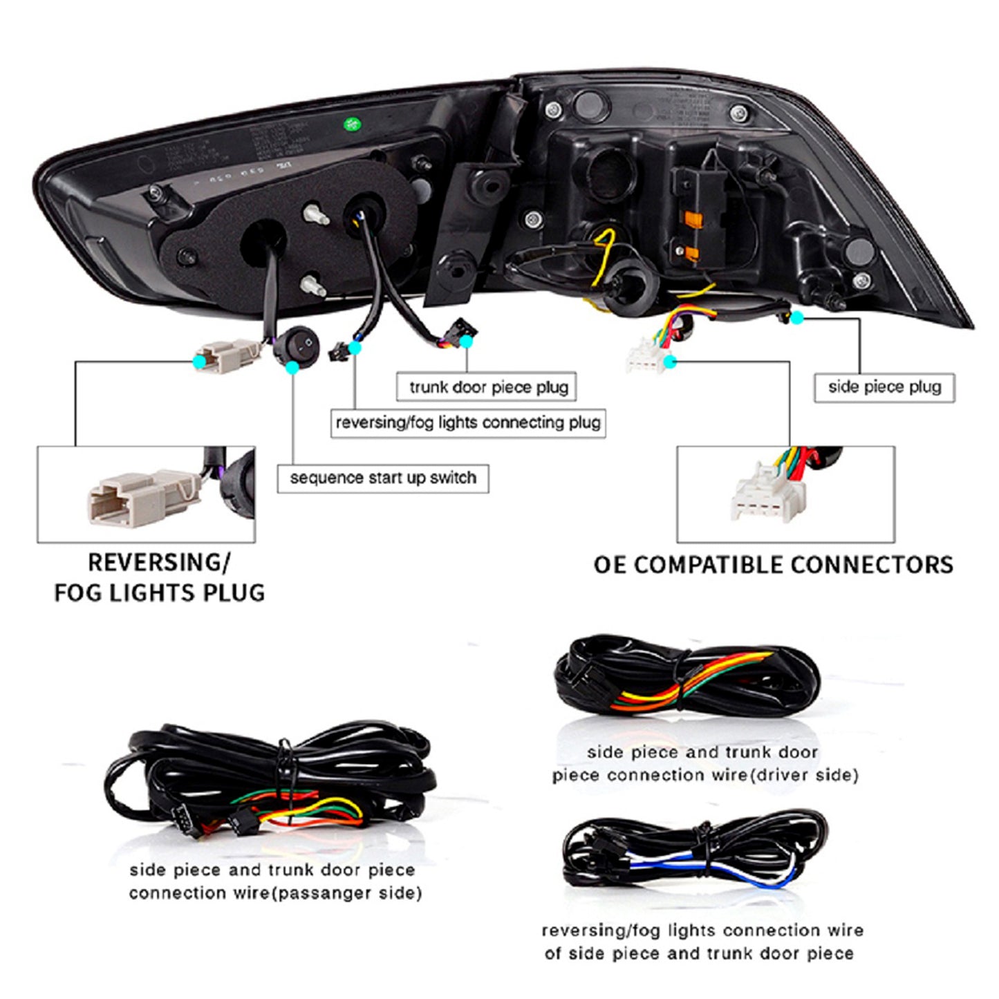 HCMOTION LED Tail Light Mitsubishi Lancer 2008-2017 EVO X 4Pcs Rear Lamp Smoke&Red