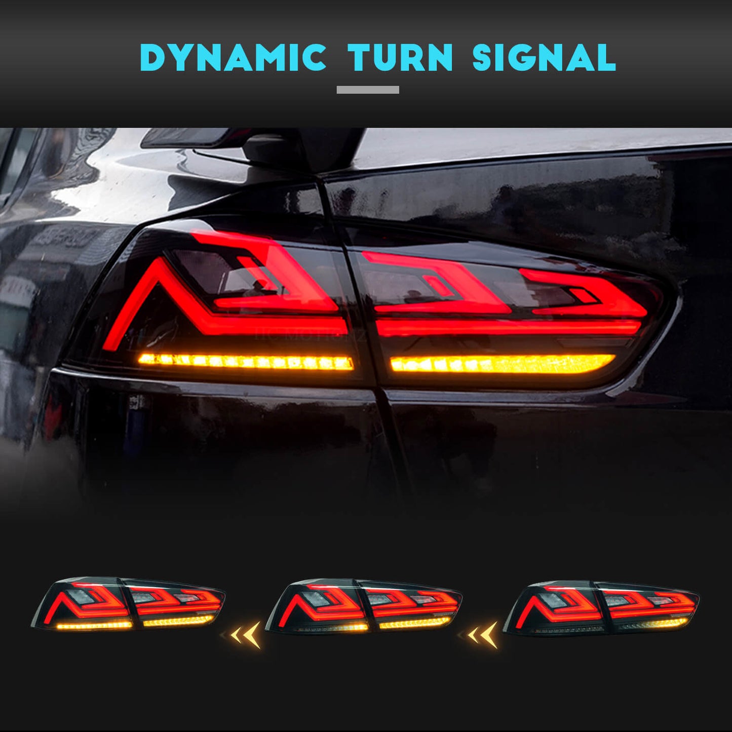 HCMOTION LED Tail Light Mitsubishi Lancer 2008-2017 EVO X 4Pcs Rear Lamp Smoke&Red