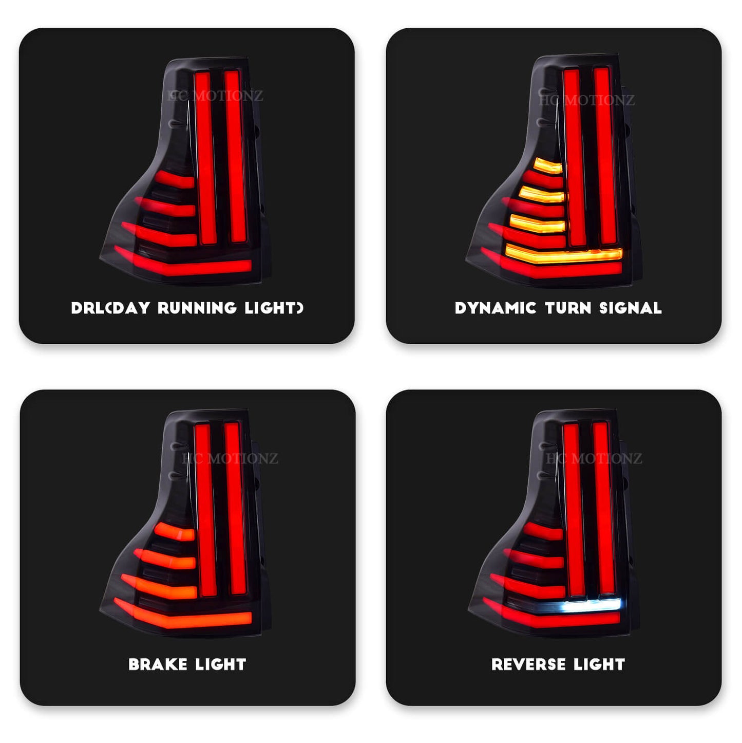 HCMOTION 2010-2021 LED Tail Lights For Toyota Land Cruiser Prado