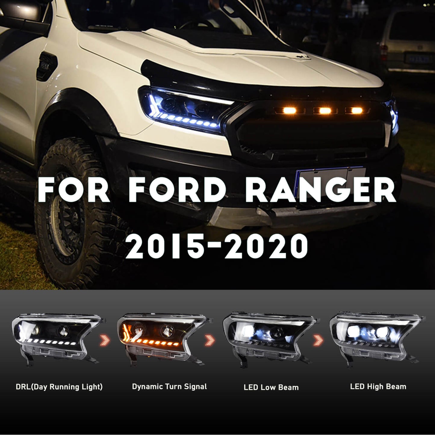 HCMOTION 2015-2020 Headlights For Ford Ranger