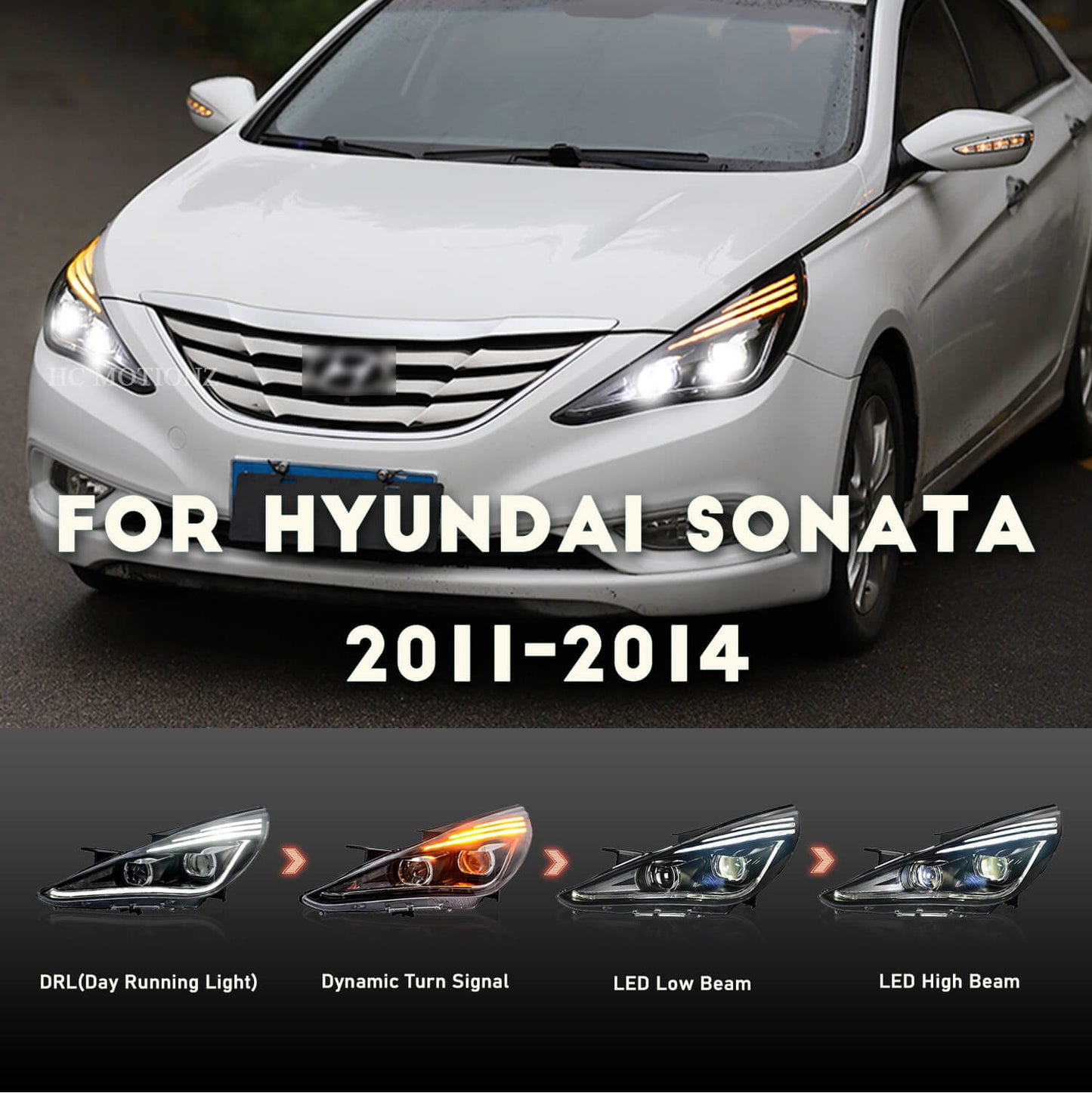 HCMOTION For Hyundai Sonata 8th 2011-2014 Head lights