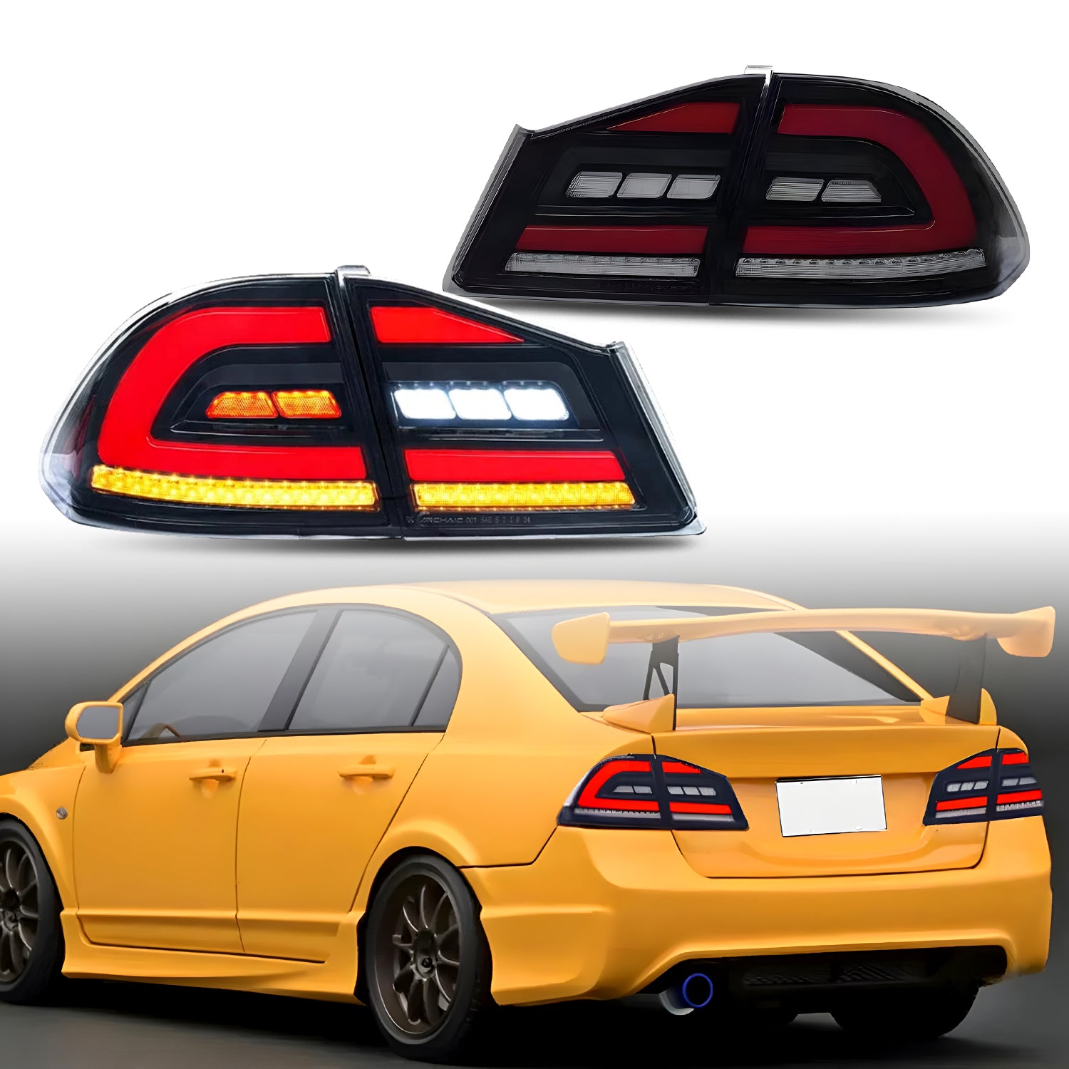 thumbnail image 2 of Anzo LED Tail Lights For 2006-2011 Honda Civic 4-Door Sedan – Black Housing 2 of 5