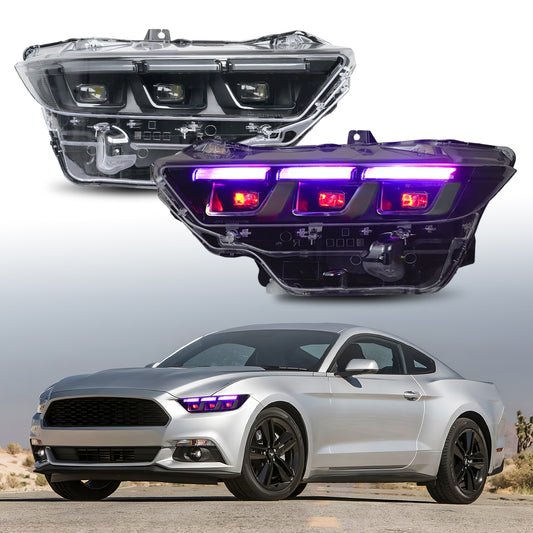 HCMOTION LED RGB Headlights for Ford Mustang 2024 2025