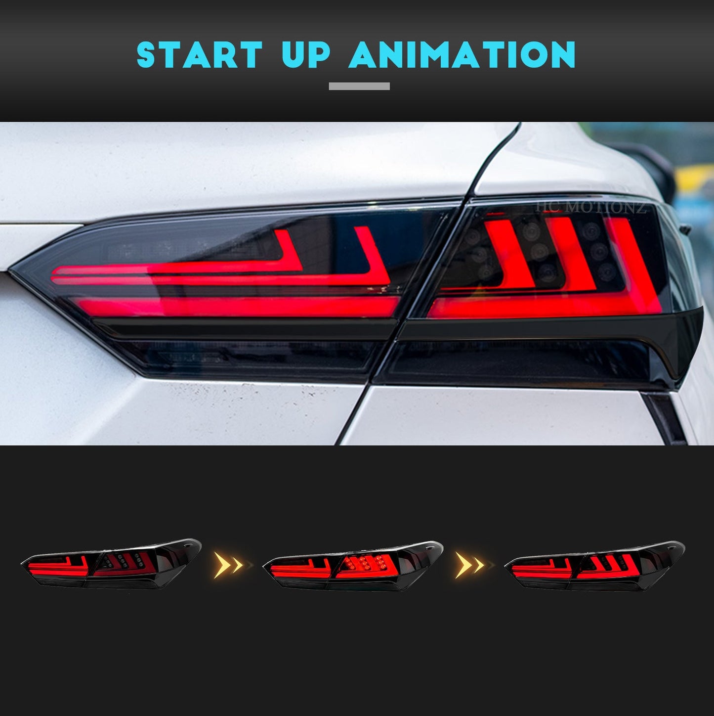 HCMOTION Taillights Fit/For Toyota Camry 2018-2021 With black strip - HCMOTION