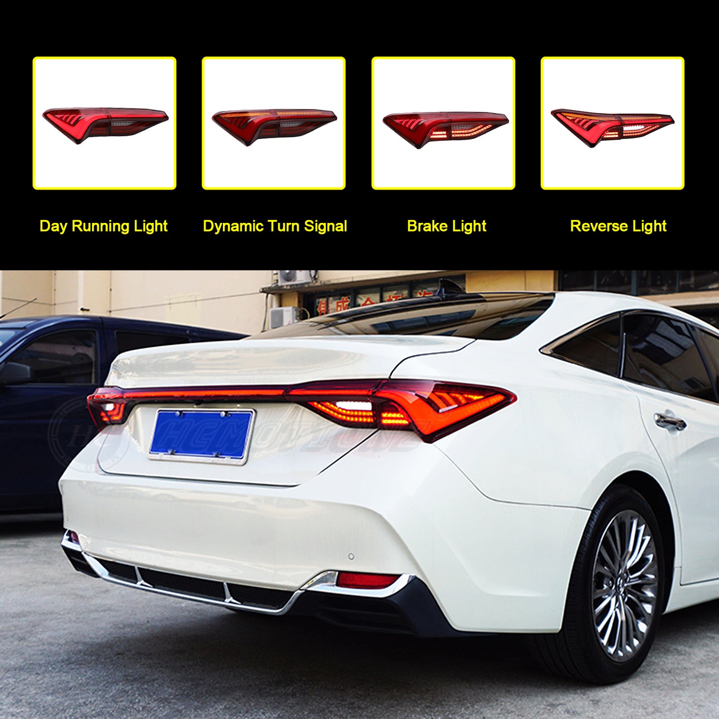 HCMOTION LED Taillights For Toyota Avalon 2018-2021 DRL Start UP Animation