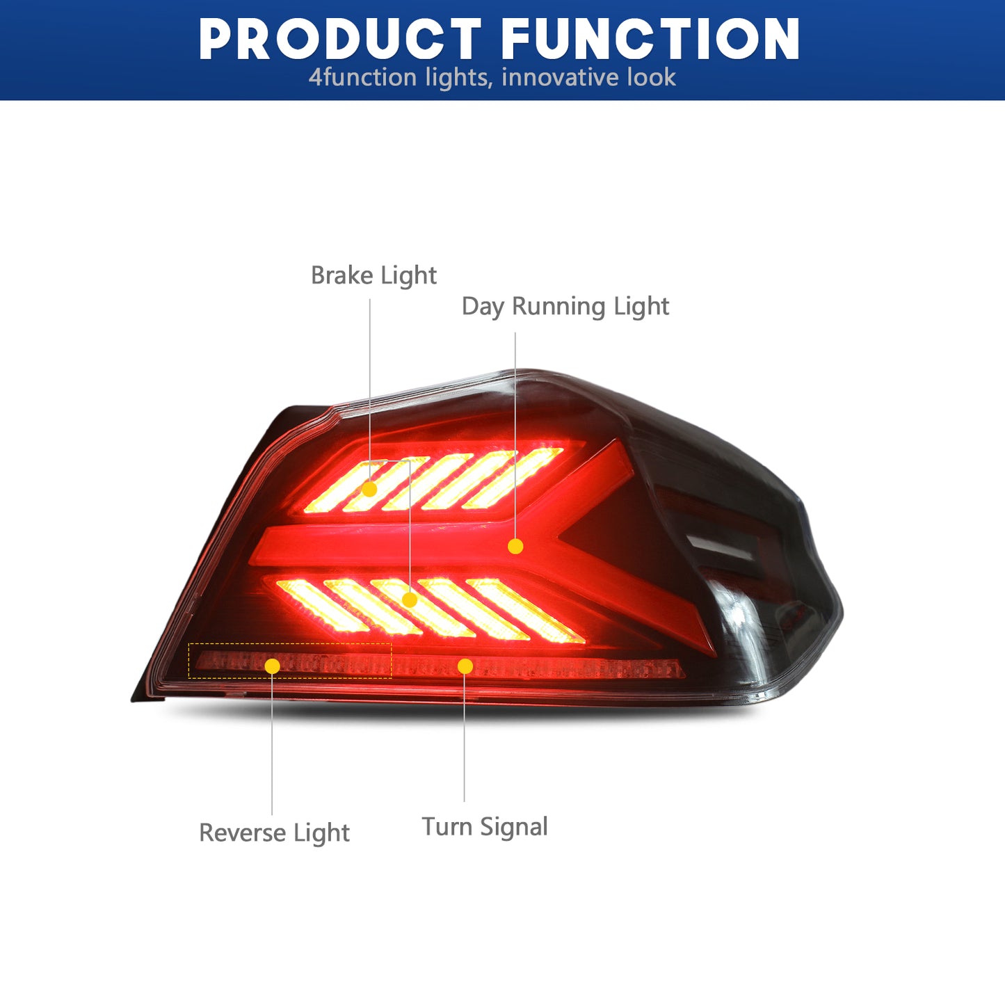 HCMOTION LED Tail Lights for Toyota Subaru WRX STI 2015-2021 DRL Start UP Animation Rear Back Lamps