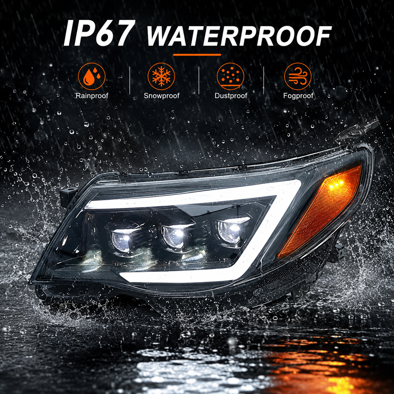 HCMOTION LED Head Lights for Subaru Forester 2008-2012 DRL Start up Animation Front Lamps Assembly