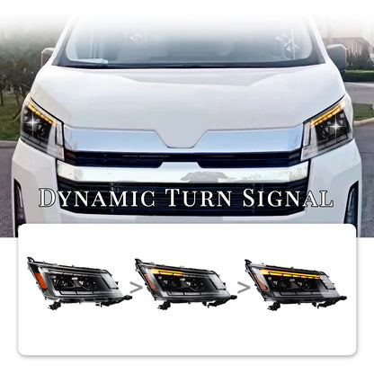 HCMOTION Full LED Headlights for Toyota Hiace 2019-2023 Start UP Animation