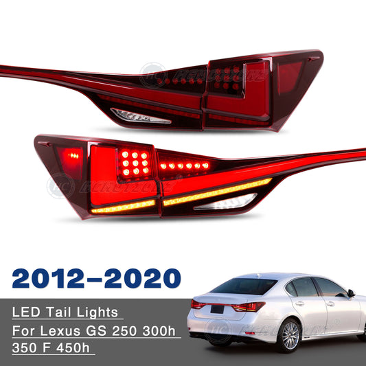 HCMOTIONZ LED Tail Lights For Lexus GS 250 300h 350 F450h 2012-2020 With Intermediate lamp