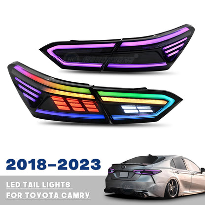 HCMOTION for Toyota Camry LED RGB Tail Lights 2018-2024 Rear Back Lamps