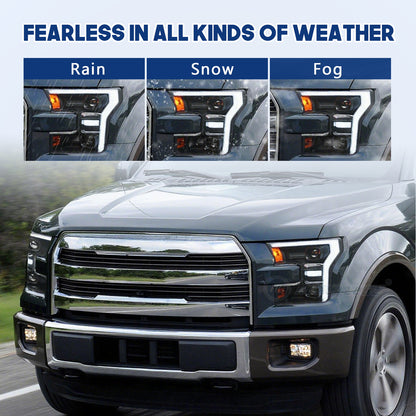 HCMOTIONZ Front Lamps for Ford F150 2017-2020 XL/XLT/LARIAT/KING RANCH/PLATINUM/LIMITED RAPTOR PICKUP LED Head Lights Assembly