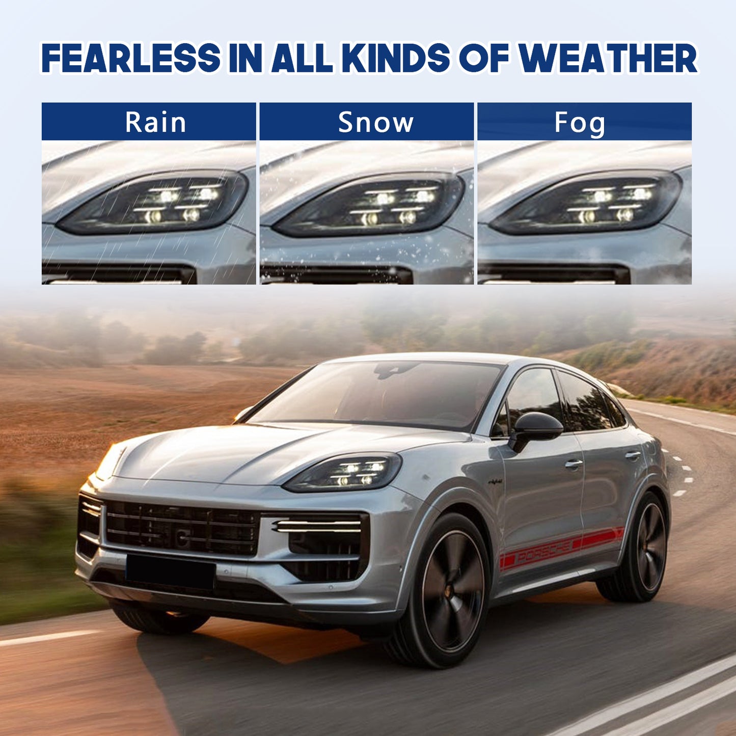 HCMOTIONZ Full LED Headlights for Porsche Cayenne 2024-2025 Upgraded High Configuration