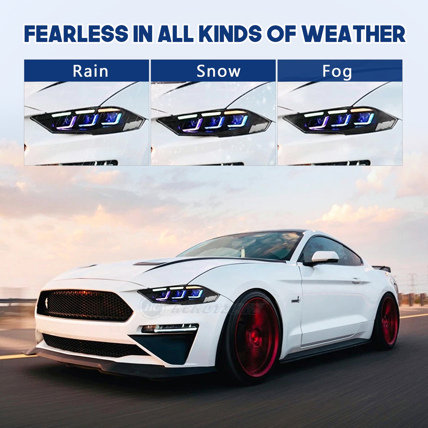 HCMOTIONZ LED RGB Headlights for Ford Mustang 2018-2023