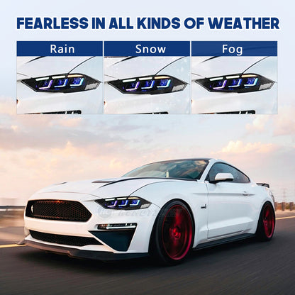 HCMOTIONZ LED RGB Headlights for Ford Mustang 2018-2023