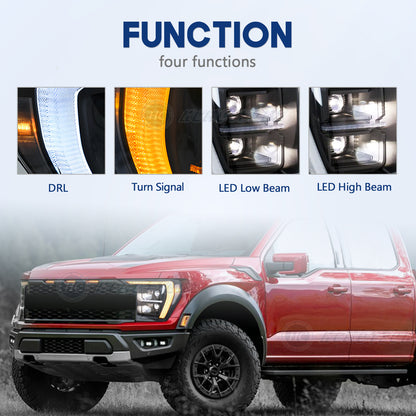 HCMOTIONZ LED Headlights For Ford F150 2021-2024 High Quality Car Accessories Trendy New Design Front Lamp
