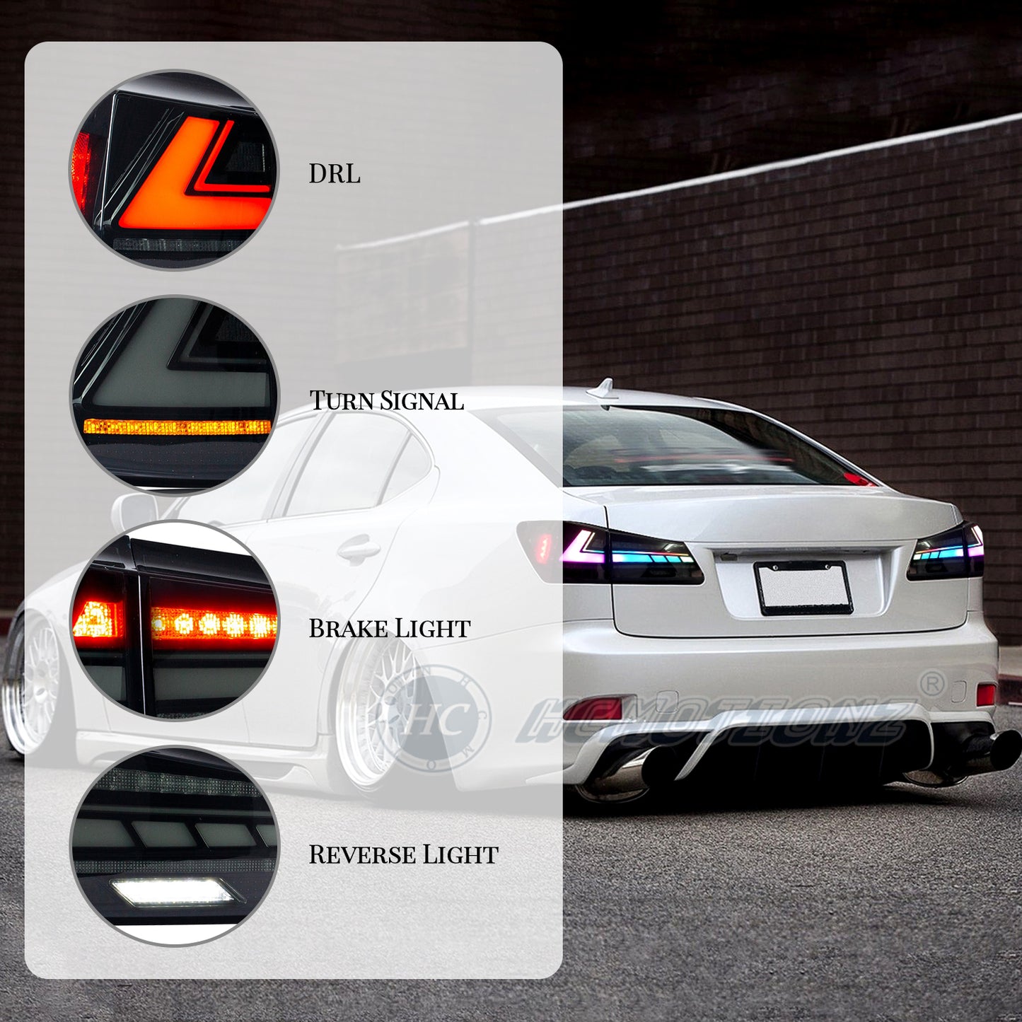 HCMOTION LED RGB Tail Light For Lexus IS250 IS350 ISF 2006-2013