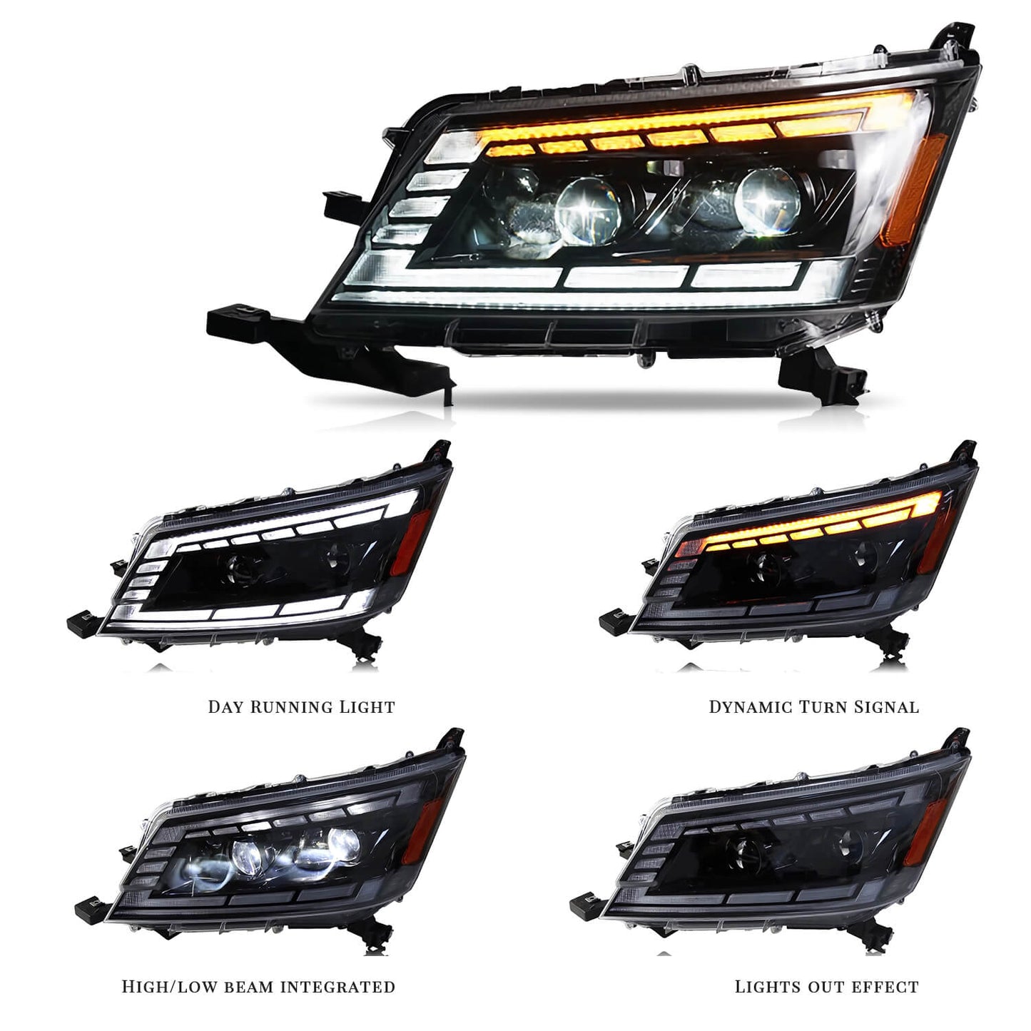 Full LED Headlights for Toyota Hiace 2019-2023 Sequential Turn Signal Start UP Animation