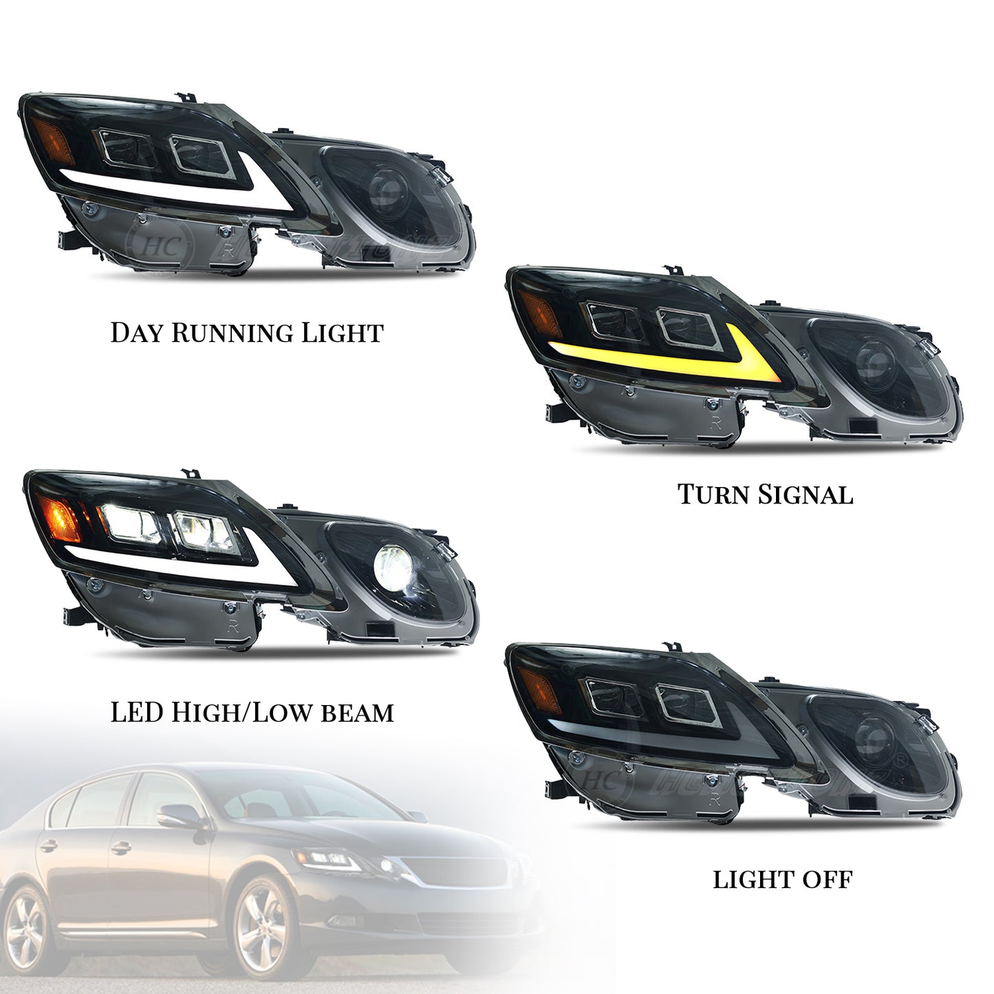 HCMOTIONZ LED Headlights For Lexus Gs Gs300/350/430/460/450h 3th Gen 2006-2011