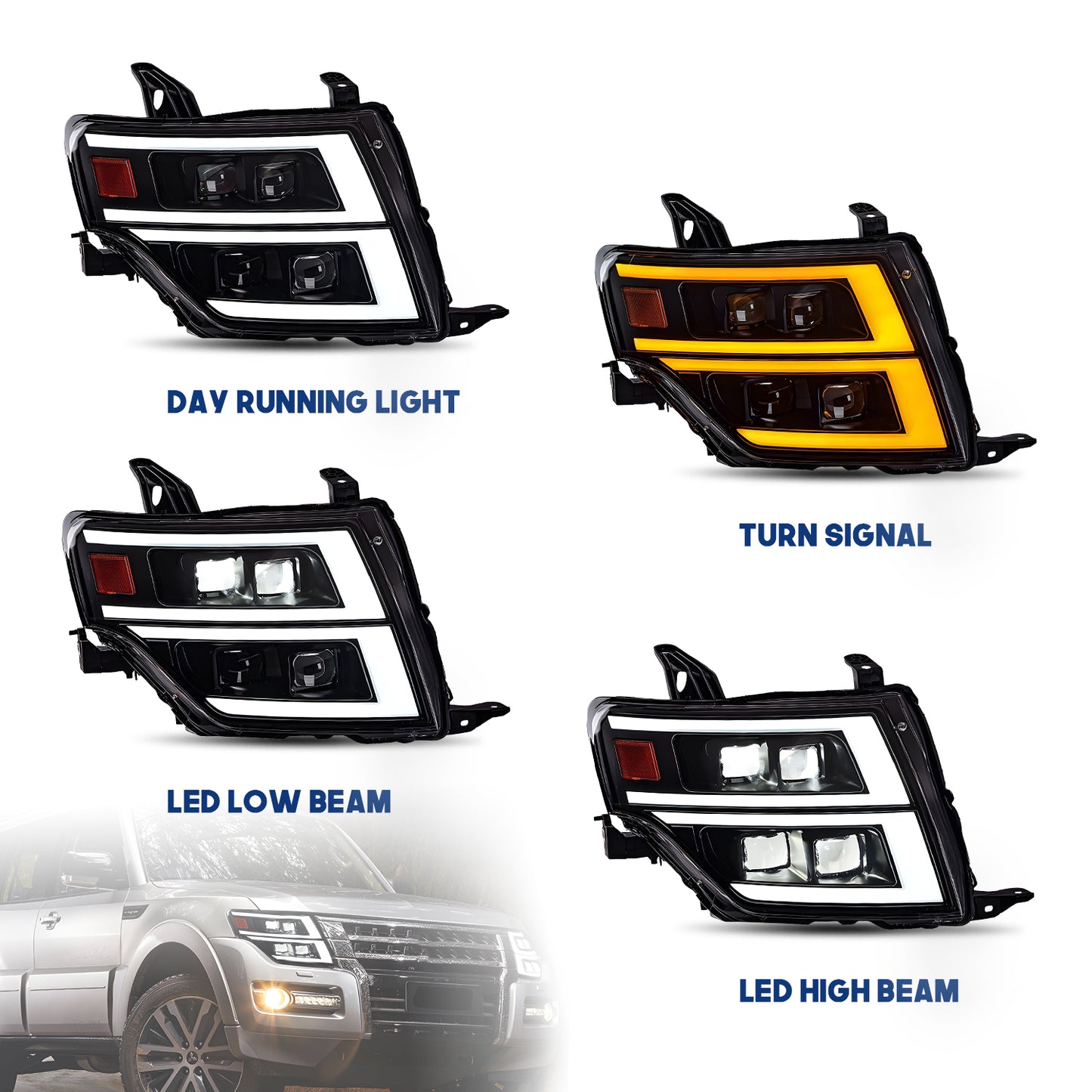 HCMOTIONZ LED Headlishts 2006-2021 For Mitsubishi Pajero V93/V97