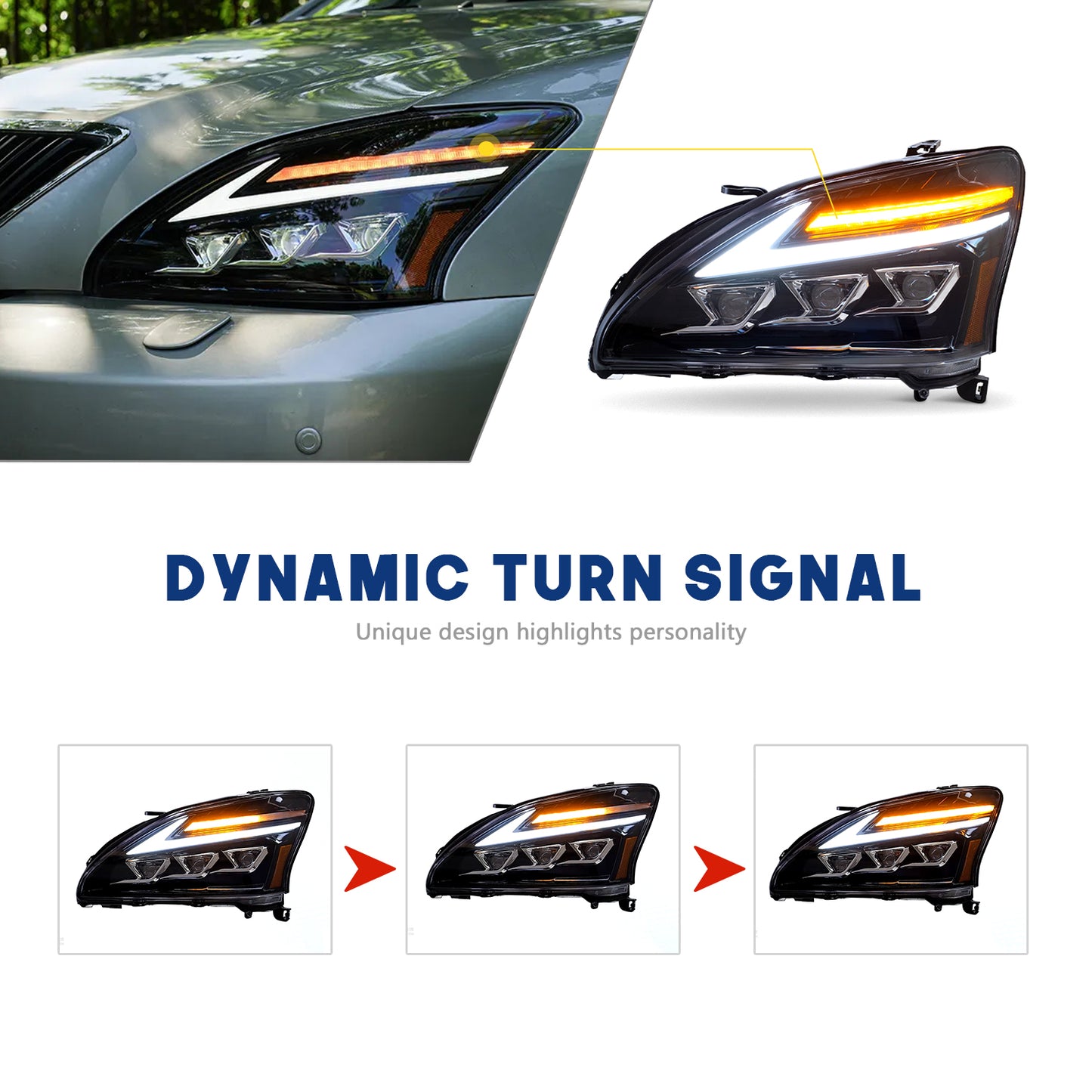 HCMOTION LED Headlights For Lexus RX330 RX350 RX400h 2003-2009 Start UP Animation High Quality Continuous Front lights