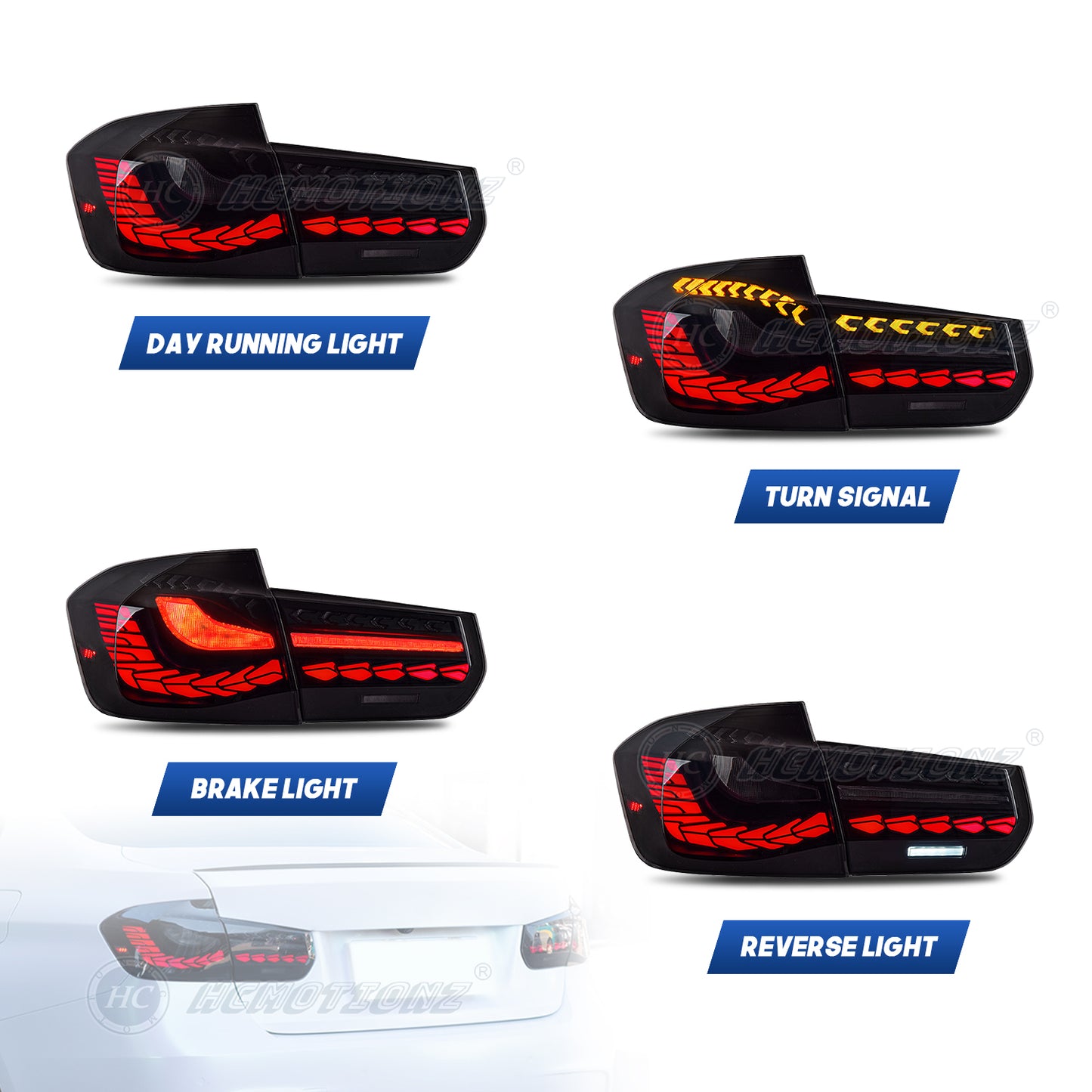 HCMOTION Taillights For BMW 3 Series F30 F80 2012-2015 Emark Certification