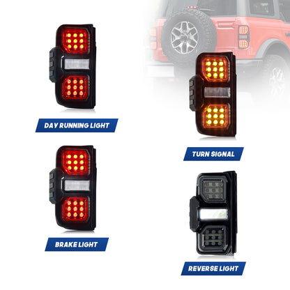 HCMOTION LED Tail Lights For Ford Bronco 6th Gen 2021-2024 Sequential Rear Lamps