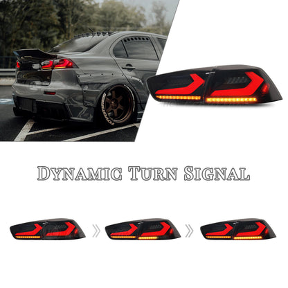 HCMOTION For Mitsubishi Lancer 2008-2017 EVO X Smoked LED Tail Lights 4Pcs Rear Lamp High Quality Emark Certification