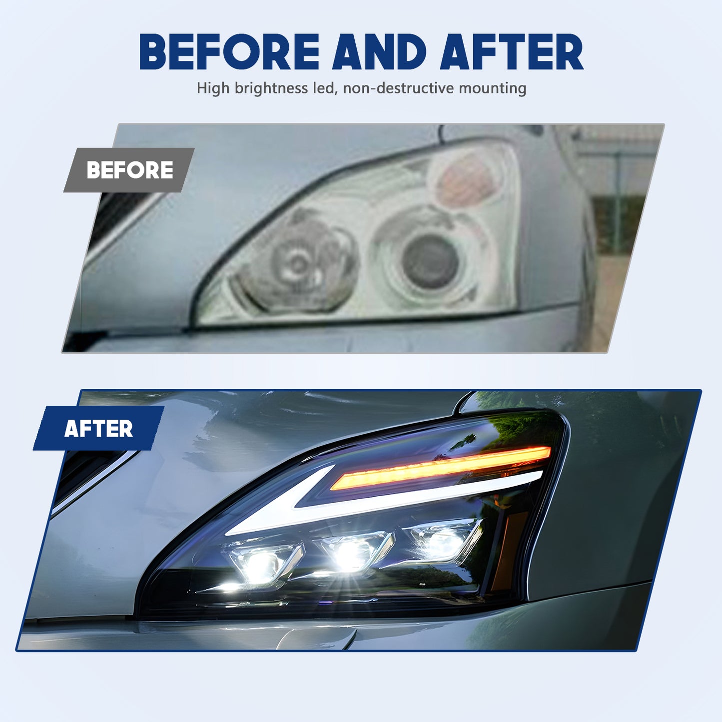 HCMOTION LED Headlights For Lexus RX330 RX350 RX400h 2003-2009 Start UP Animation High Quality Continuous Front lights