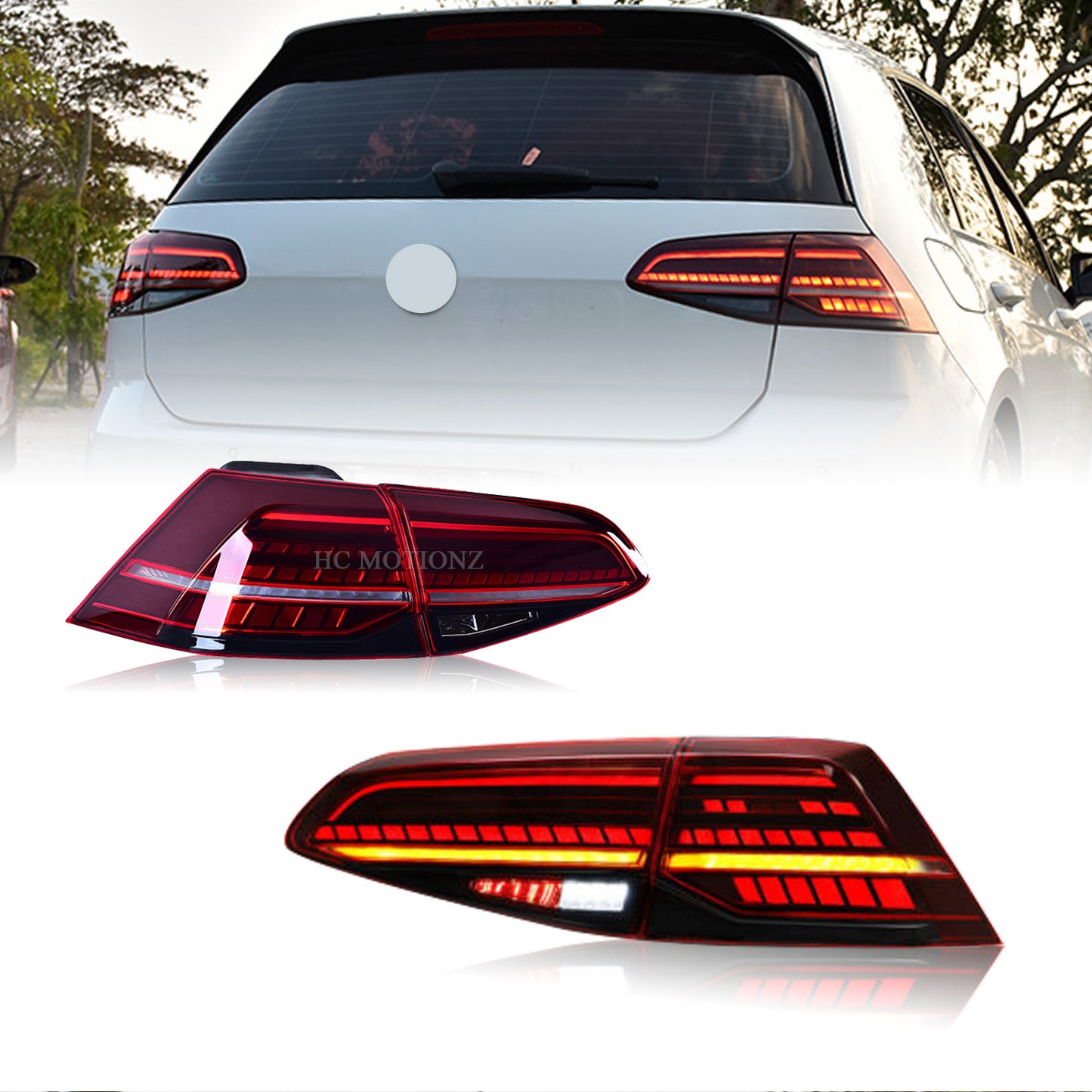 HCMOTION Rear lamp For VW Golf MK7 Golf 7 7.5 MK7.5 2013-2020 Sequential Turn Signal back LED Taillights