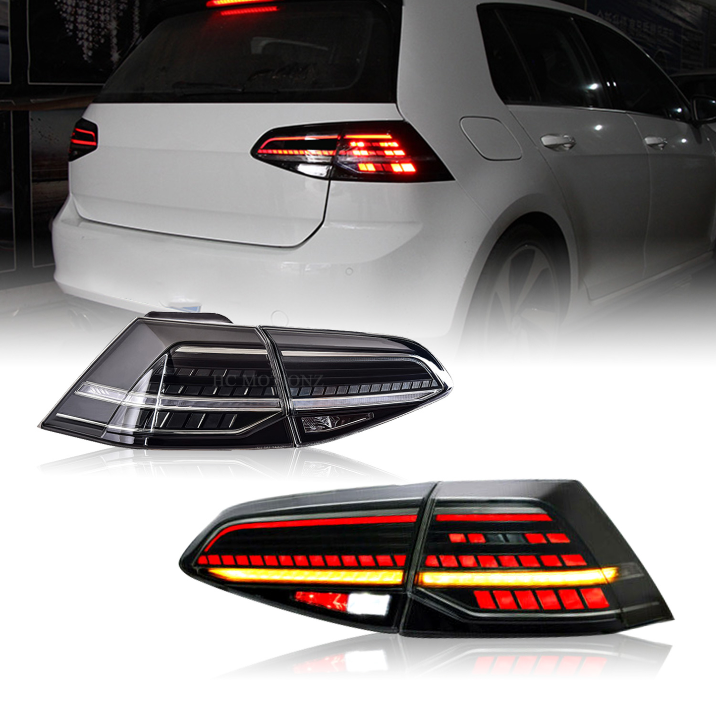 HCMOTION Rear lamp For VW Golf MK7 Golf 7 7.5 MK7.5 2013-2020 Sequential Turn Signal back LED Taillights