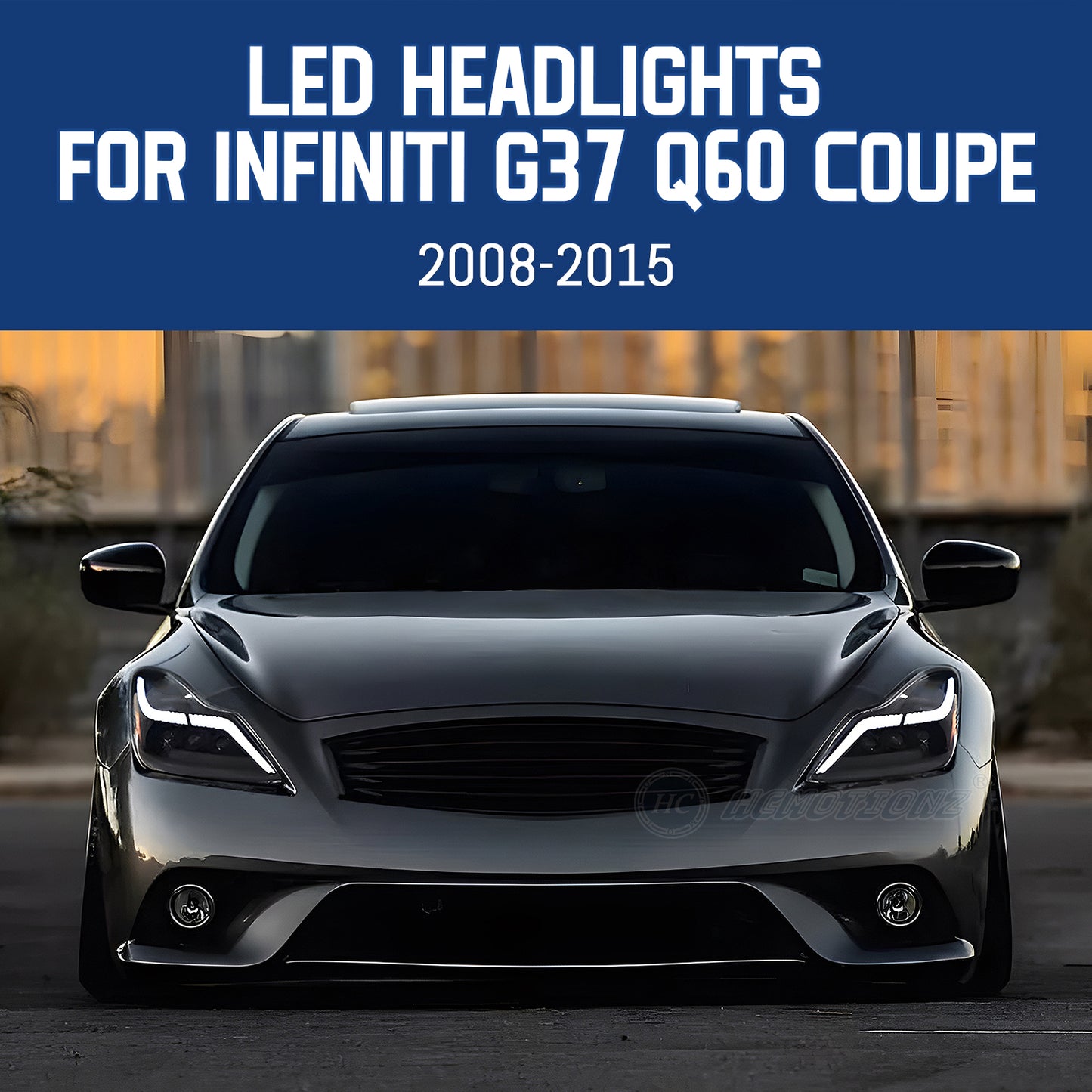 HCMOTION LED Headlights for Infiniti G37 2008-2013 DRL Star Up Animation Q60 Coupe Convertible 2014-2015 Front Lamps