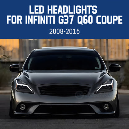 HCMOTION LED Headlights for Infiniti G37 2008-2013 DRL Star Up Animation Q60 Coupe Convertible 2014-2015 Front Lamps