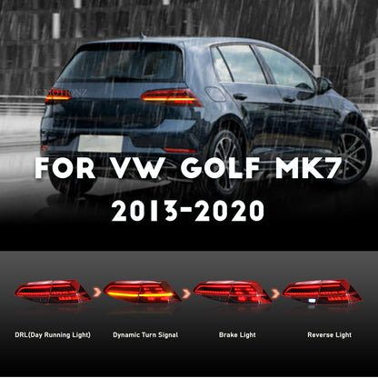 HCMOTION Rear lamp For VW Golf MK7 Golf 7 7.5 MK7.5 2013-2020 Sequential Turn Signal back LED Taillights