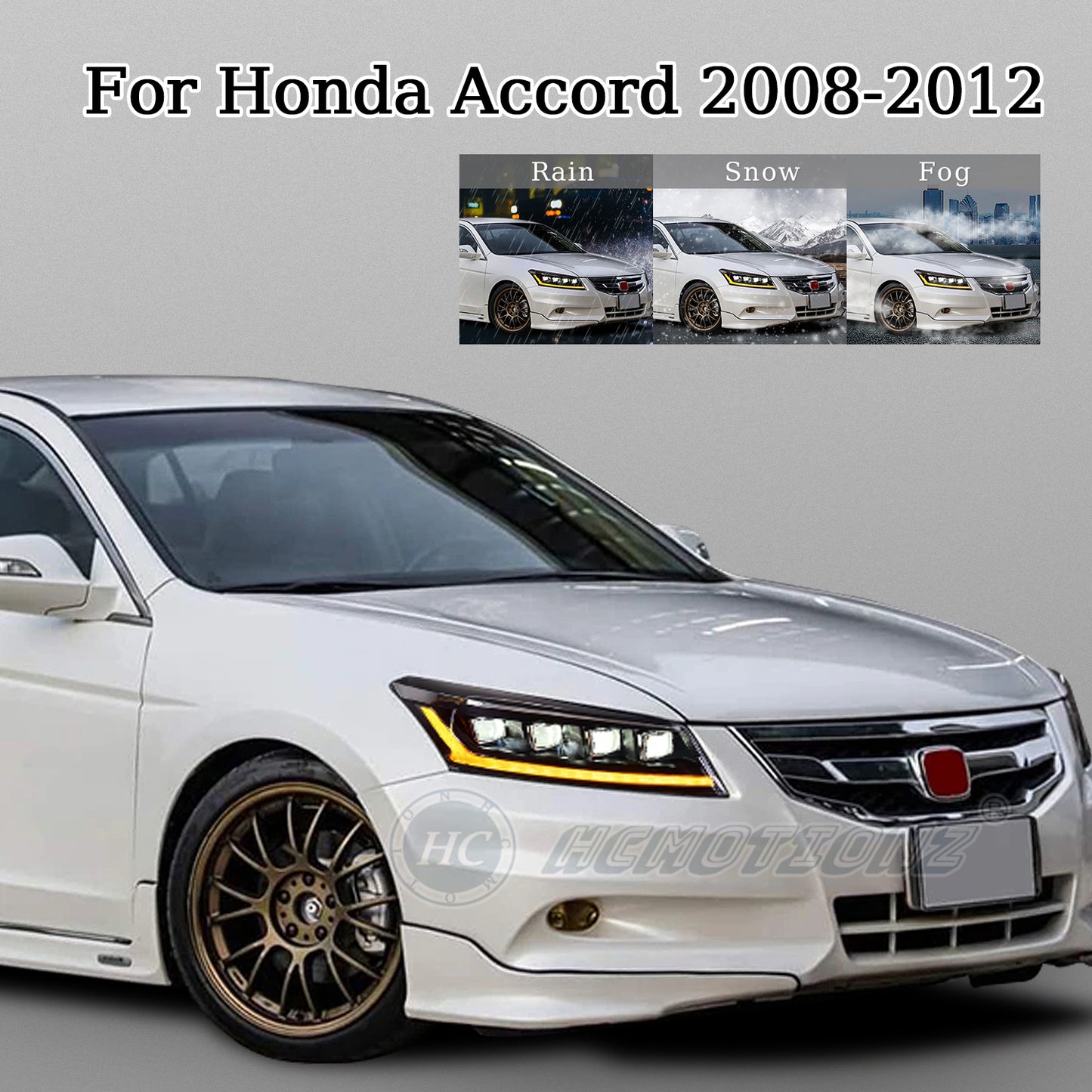 HCMOTIONZ For Honda Accord LED Headlights 2008-2012 Demon Eyes