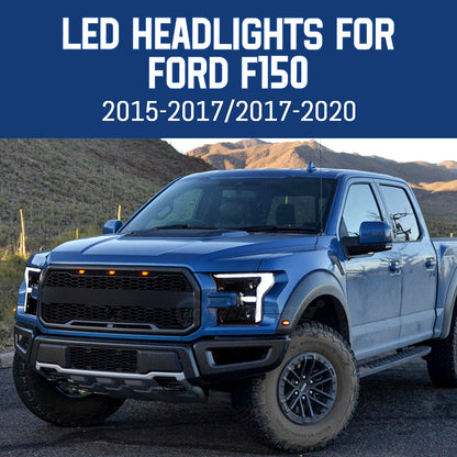 HCMOTIONZ Front Lamps for Ford F150 2017-2020 XL/XLT/LARIAT/KING RANCH/PLATINUM/LIMITED RAPTOR PICKUP LED Head Lights Assembly
