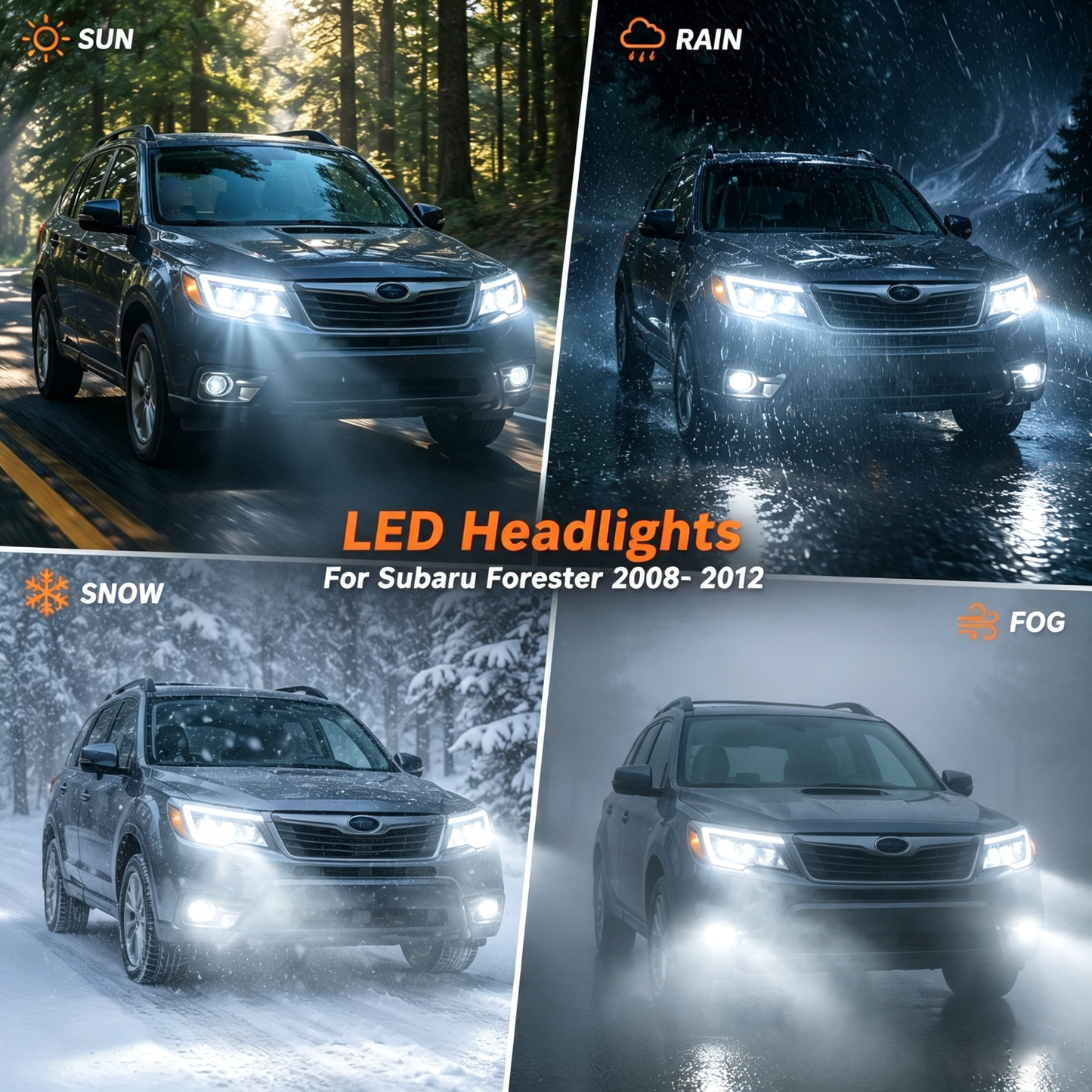 HCMOTION LED Head Lights for Subaru Forester 2008-2012 DRL Start up Animation Front Lamps Assembly