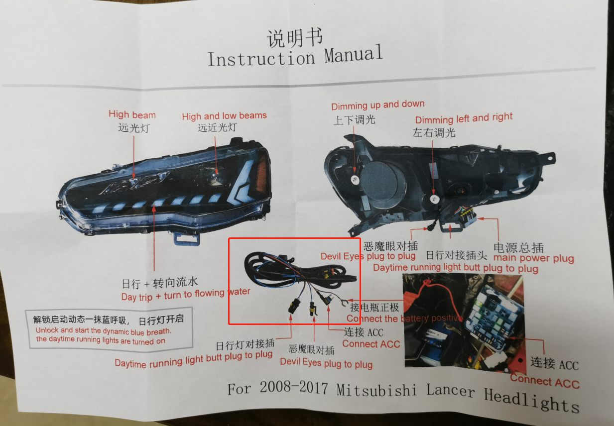 HCMOTION LED Headlights For Mitsubishi Lancer 2008-2017 Demon eyes