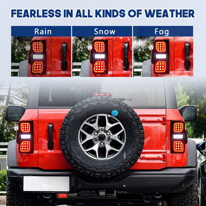 HCMOTION LED Tail Lights For Ford Bronco 6th Gen 2021-2024 Sequential Rear Lamps