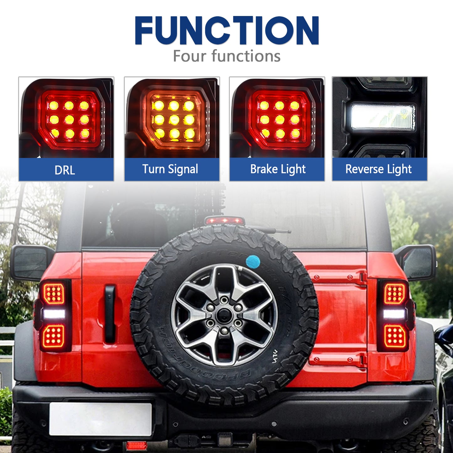 HCMOTION LED Tail Lights For Ford Bronco 6th Gen 2021-2024 Sequential Rear Lamps