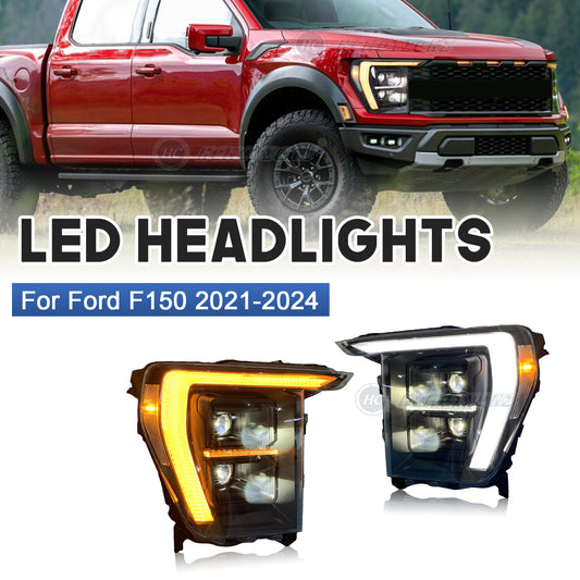 HCMOTIONZ LED Headlights For Ford F150 2021-2024 High Quality Car Accessories Trendy New Design Front Lamp