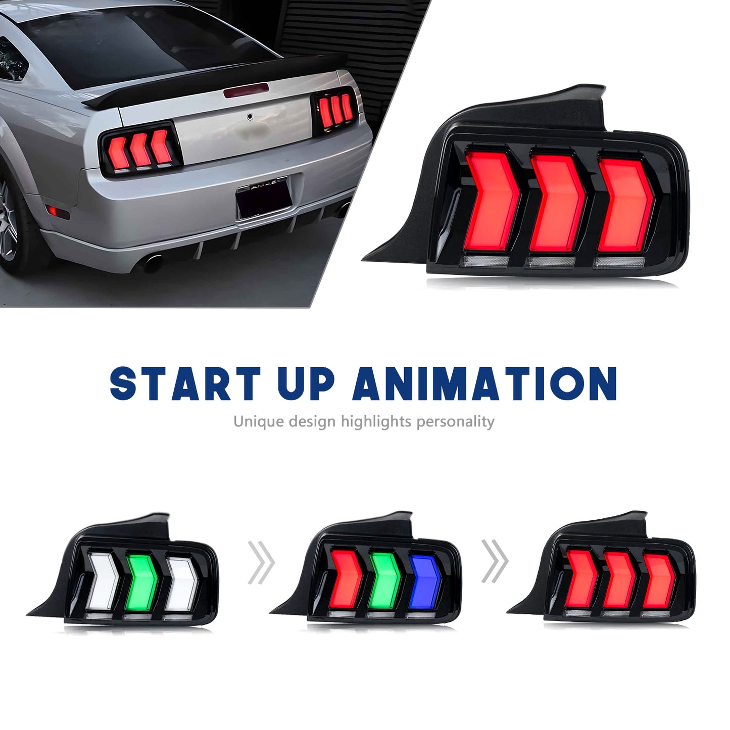 HCMOTION LED RGB Tail lights For Ford Mustang 2005-2009 Rear Lamp