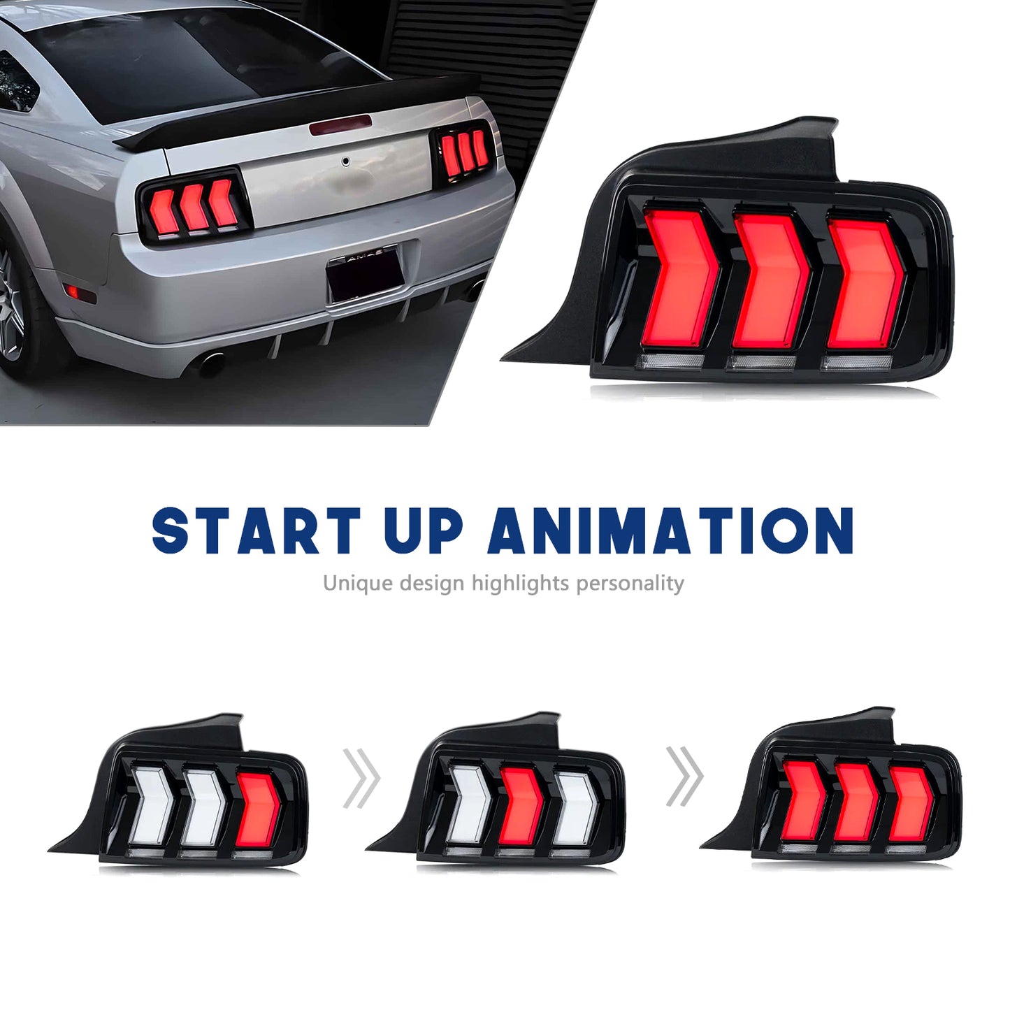 HCMOTION FULL LED Tail lights For Ford Mustang 2005-2009 Start UP Animation