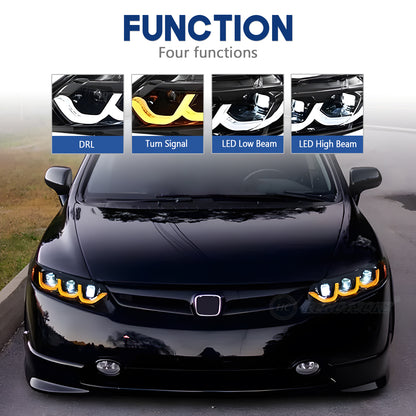 HCMOTION LED Head Lights for Honda Civic 2006-2011 8th Gen 4Doors Sedan